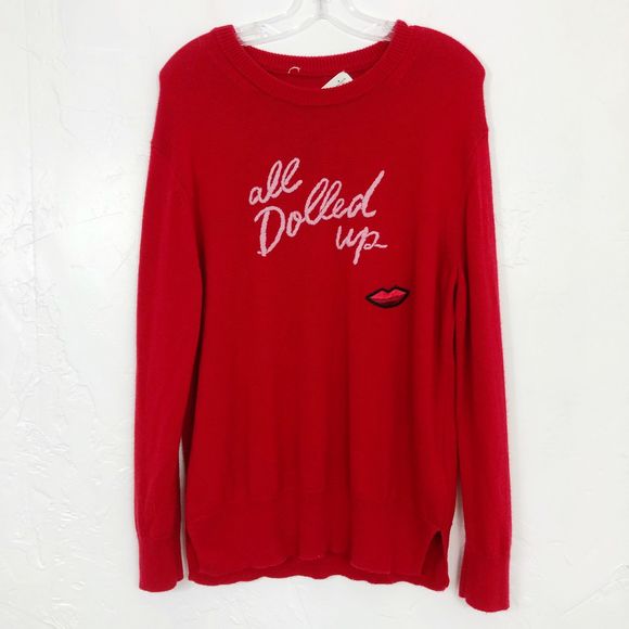 Kate Spade 'All Dolled Up' Embroidered Sweater Red - Picture 2 of 10